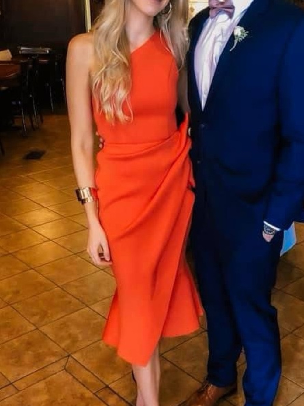 ASOS neoprene bright orange dress